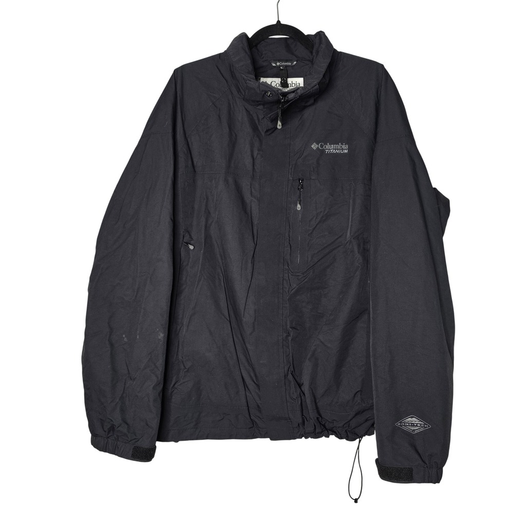 Columbia Jacket Mens XL Black Titanium Omni-Tech Rain Shell EM7606 Ripstop